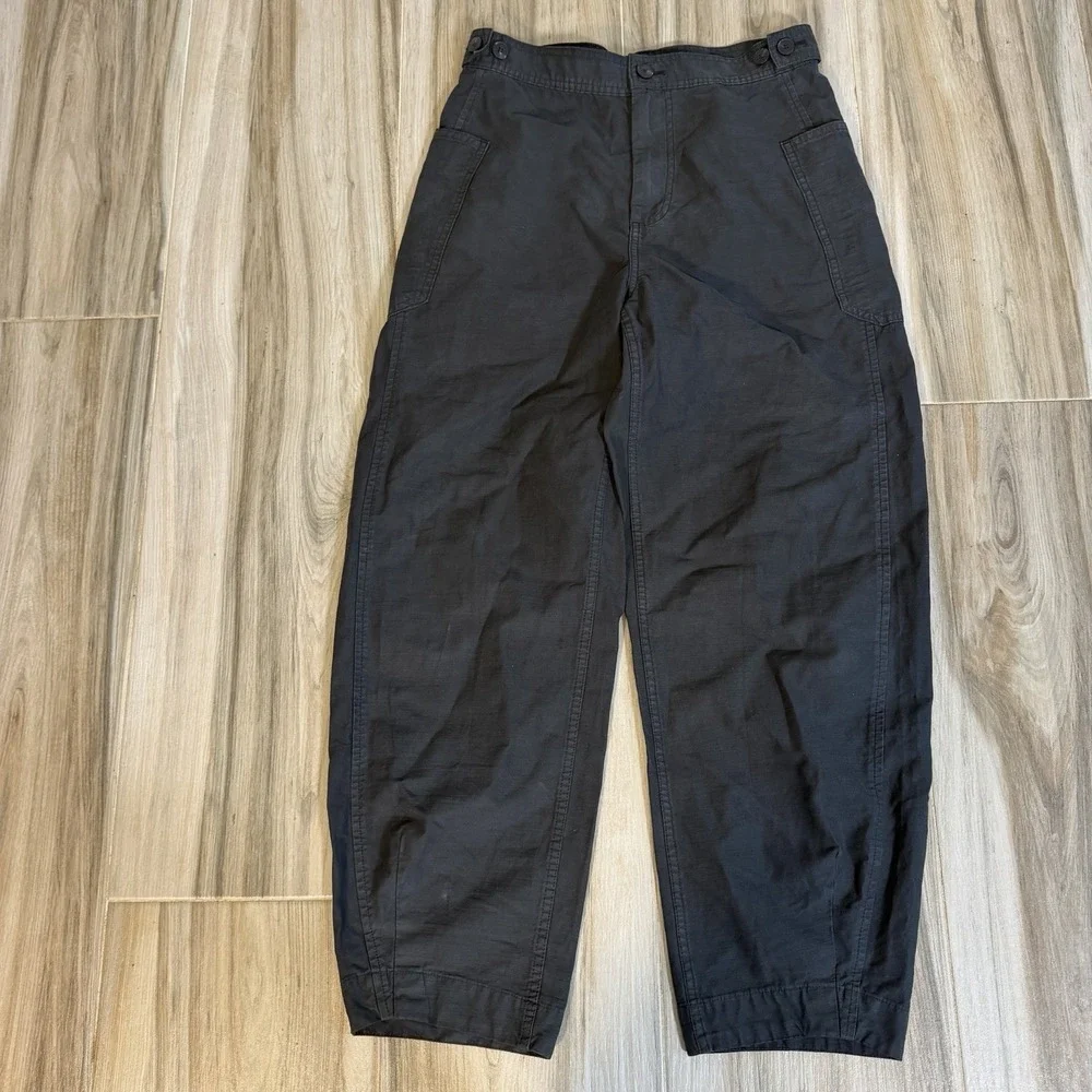 Everlane Fatigue Barrel Pant 4 Dark Grey Hi Rise Cotton Linen Minimalist Staple